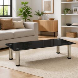 Concise Modern TV Stand with Tempered Glass Top