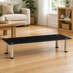 Compact and Reliable Black Glass TV Stand