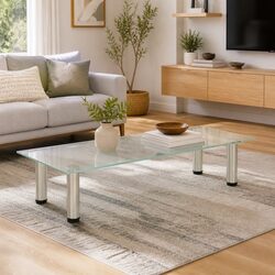 Compact Tempered Glass TV Stand with Sturdy Support