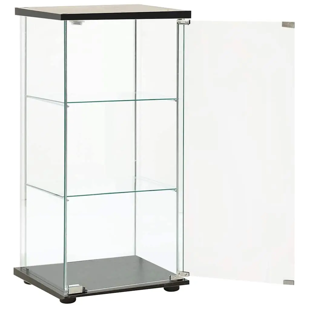 Tempered Glass Storage Cabinet Black Large Storage Space Home Organiser