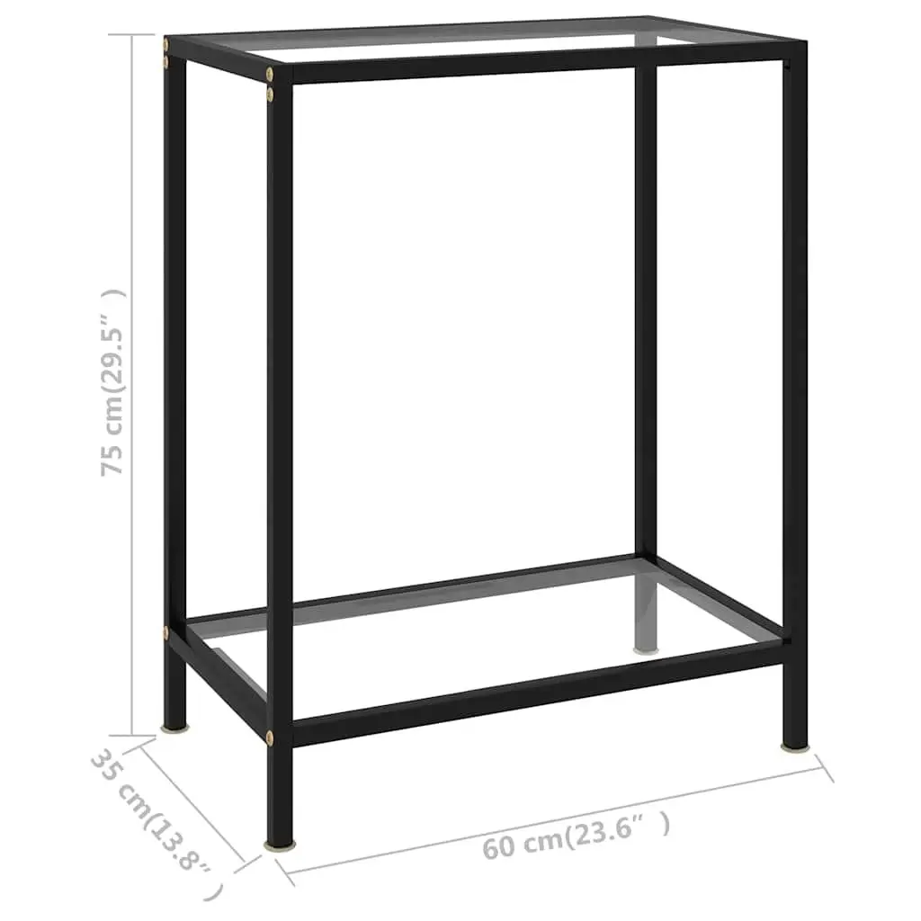 Console Table Transparent 60cm Tempered Glass with Shelf Storage