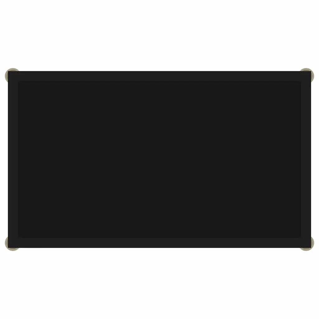 Black Console Table Tempered Glass Top Powder Coated Steel Frame Storage Shelf 60x35x75cm