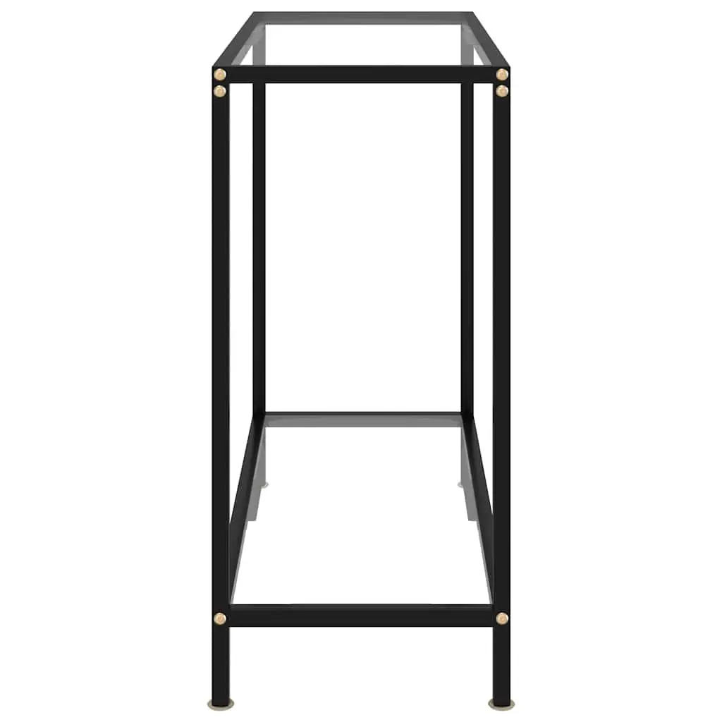 Console Table Transparent Tempered Glass Top Powder-Coated Steel Frame with Shelf Storage