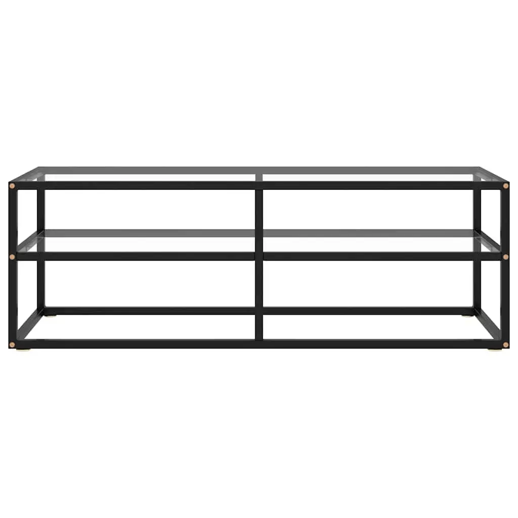 TV Cabinet Black with Tempered Glass Shelving Storage Unit Living Room Furniture