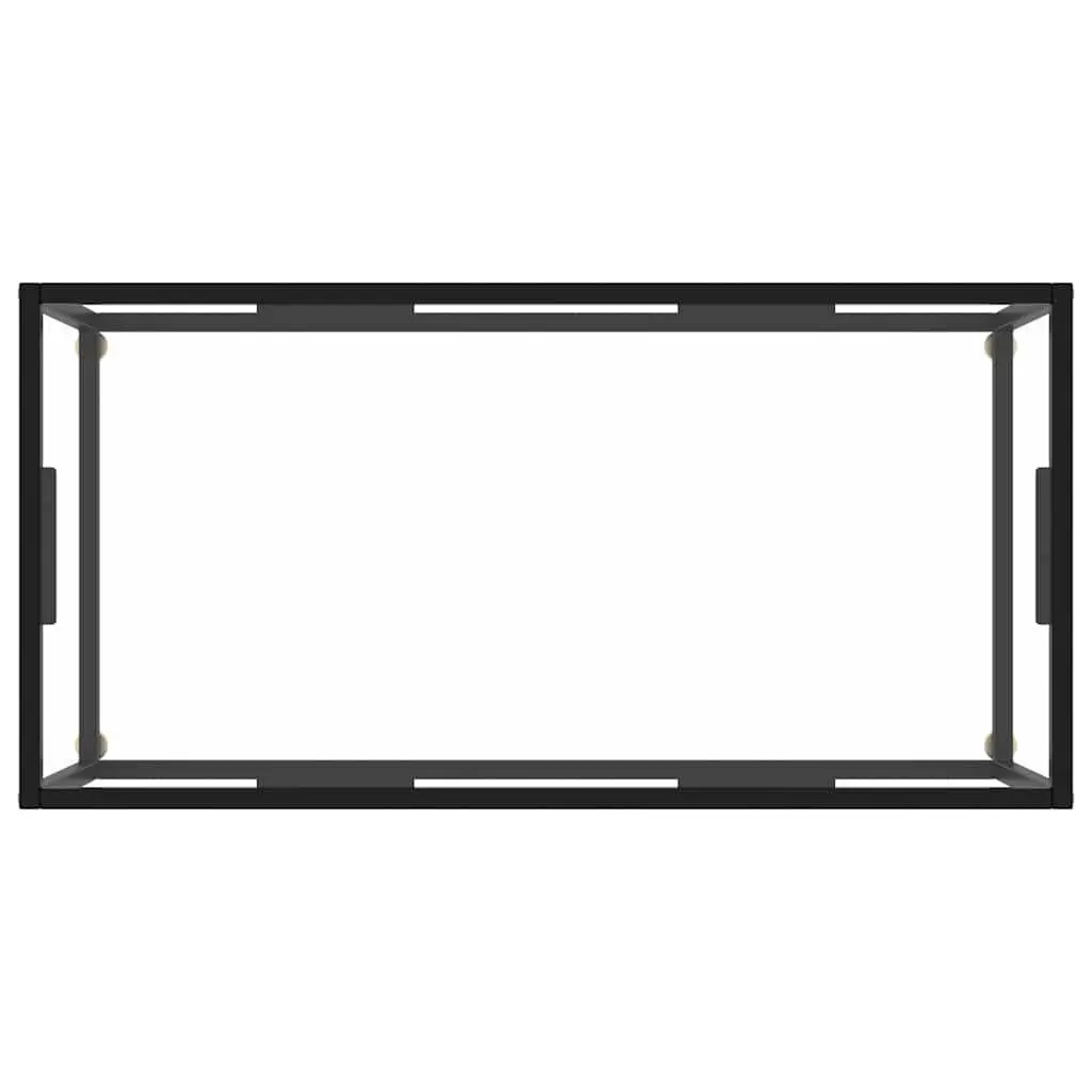 Coffee Table Black Tempered Glass Top Living Room Furniture Powder Coated Steel Frame 100x50x35cm