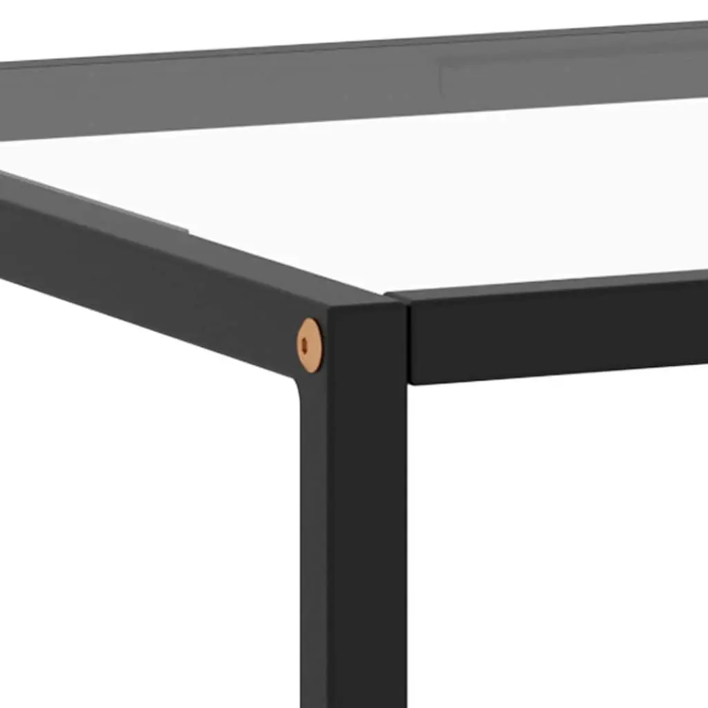 Coffee Table Black Tempered Glass Top Living Room Furniture Powder Coated Steel Frame 100x50x35cm