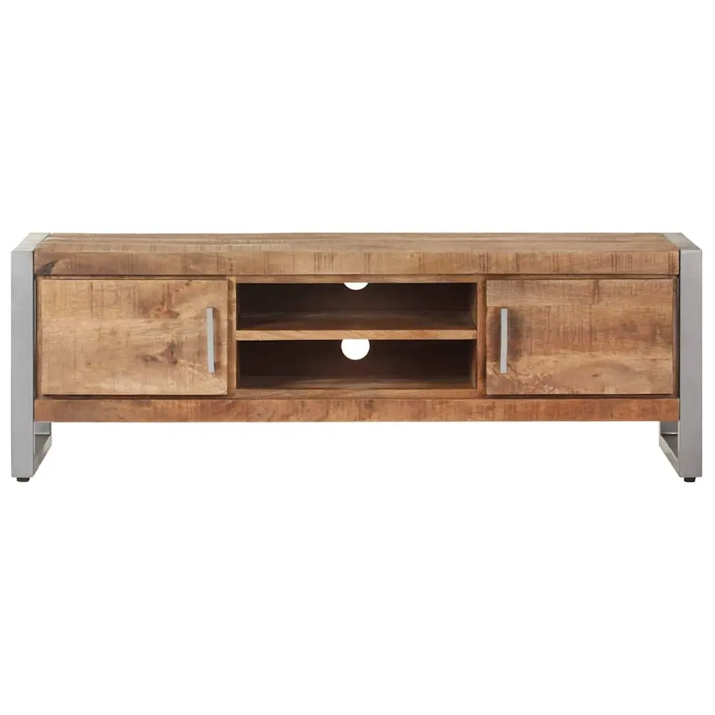 TV Cabinet 120x30x40 cm Rough Mango Wood Industrial Style Media Storage Unit