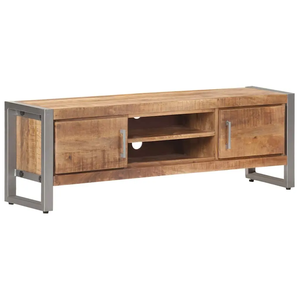 TV Cabinet 120x30x40 cm Rough Mango Wood Industrial Style Media Storage Unit