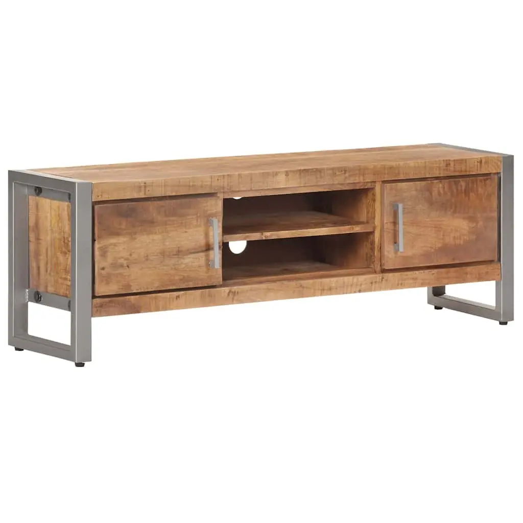 TV Cabinet 120x30x40 cm Rough Mango Wood Industrial Style Media Storage Unit