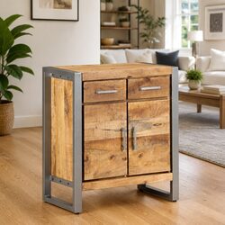 Brown Industrial Sideboard Cabinet with Ample Storage