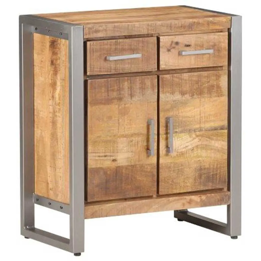 Sideboard Storage Cabinet Brown Rough Mango Wood Industrial Design Living Room