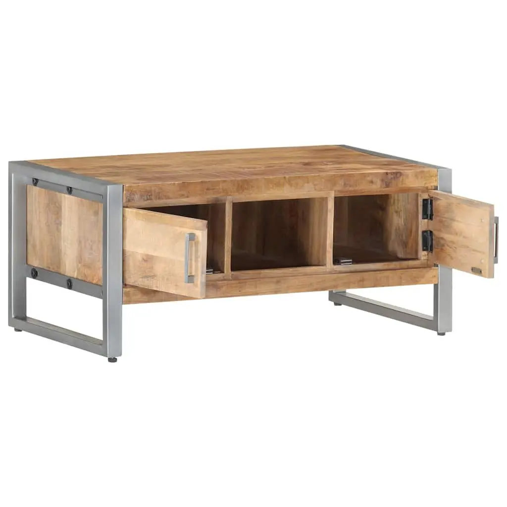 Coffee Table 95x50x40 cm with Storage Doors Compartment Industrial Design