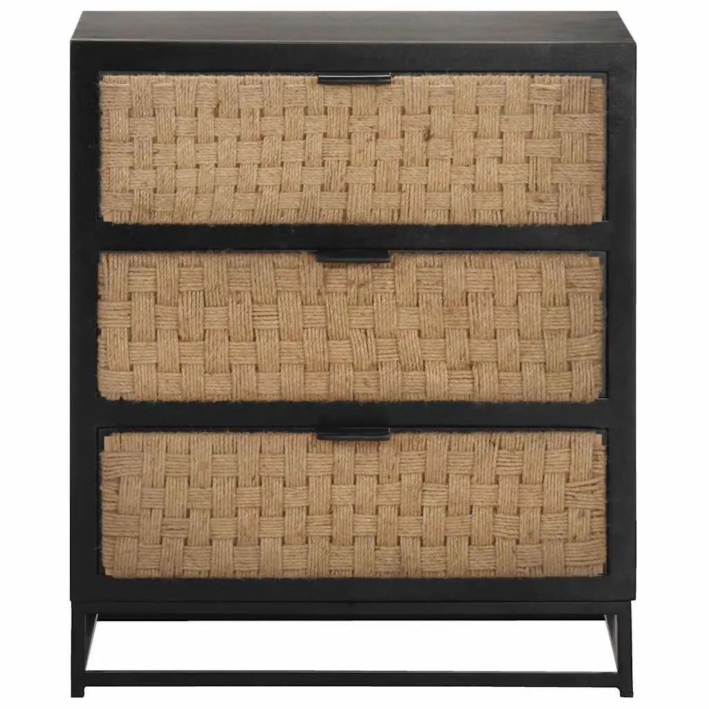 Sideboard Black 60x35x70cm Solid Mango Wood Industrial Style