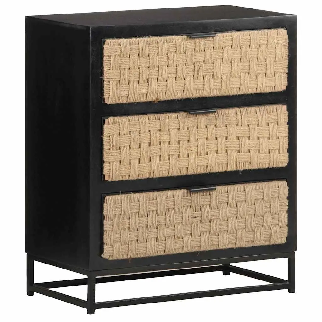 Sideboard Black 60x35x70cm Solid Mango Wood Industrial Style