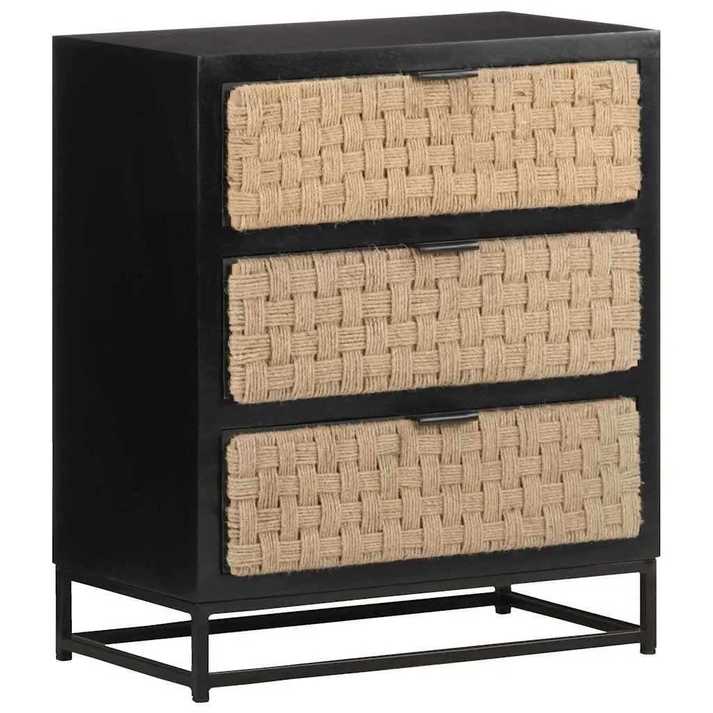 Sideboard Black 60x35x70cm Solid Mango Wood Industrial Style