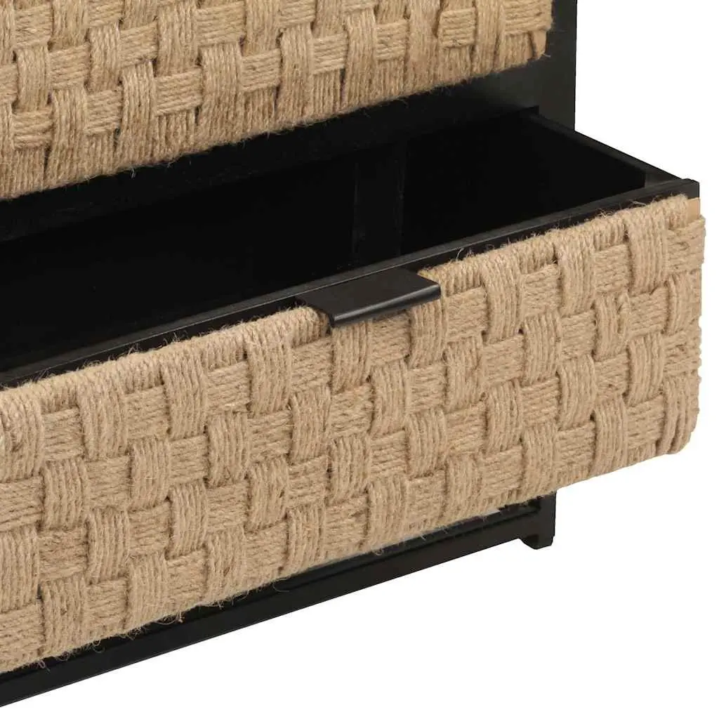 Sideboard Black 60x35x70cm Solid Mango Wood Industrial Style