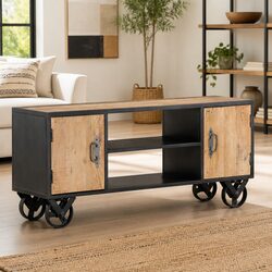 TV Cabinet 110x30x49cm Solid Reclaimed Wood Industrial Style Storage Unit
