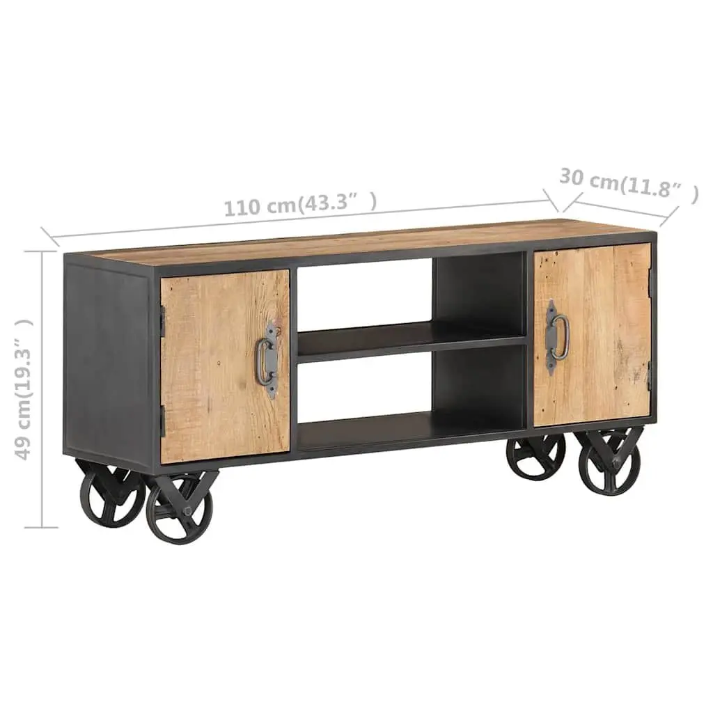 TV Cabinet 110x30x49cm Solid Reclaimed Wood Industrial Style Storage Unit