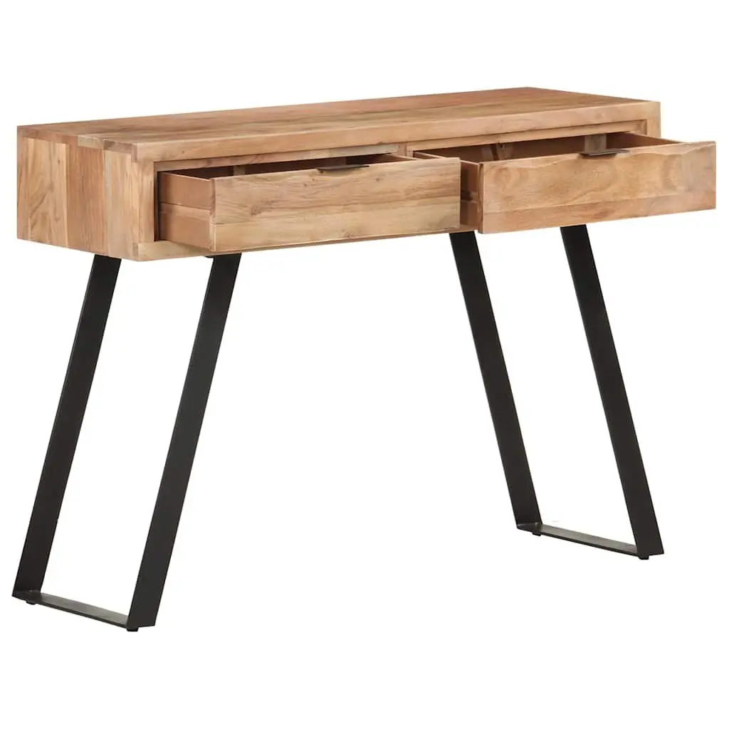 Console Table Brown 100x35x76 cm Solid Acacia Wood Live Edges Storage Drawers