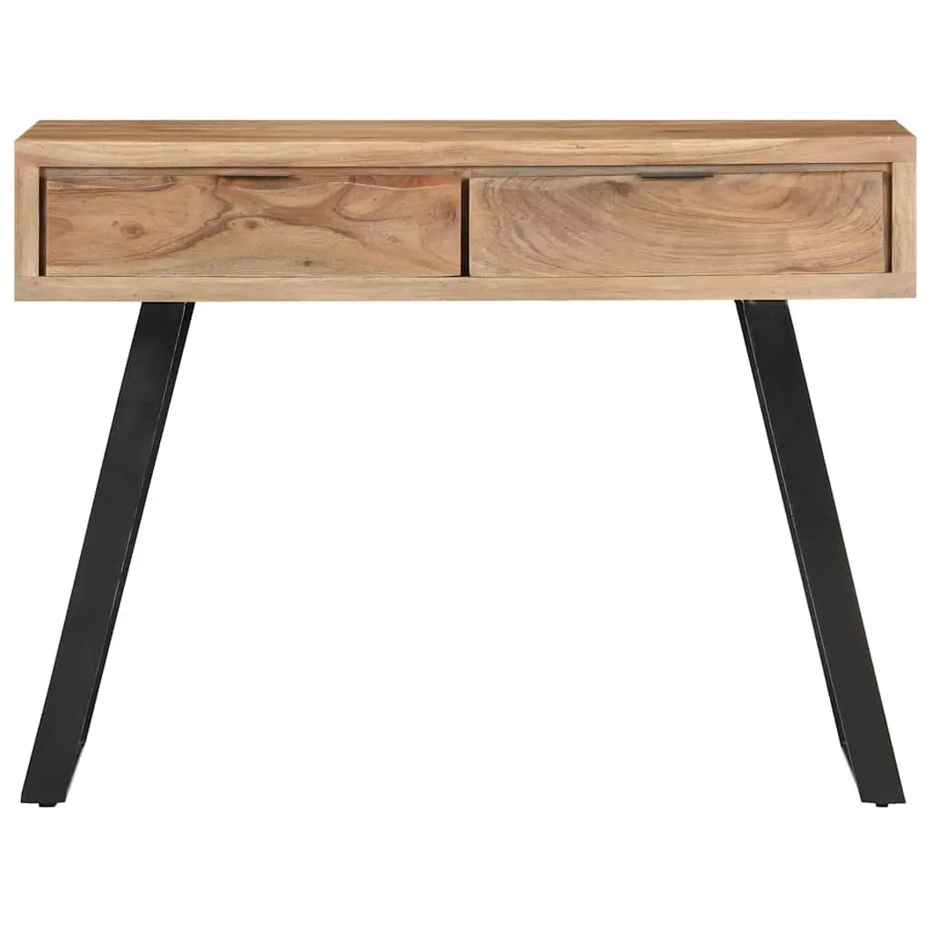 Console Table Brown 100x35x76 cm Solid Acacia Wood Live Edges Storage Drawers