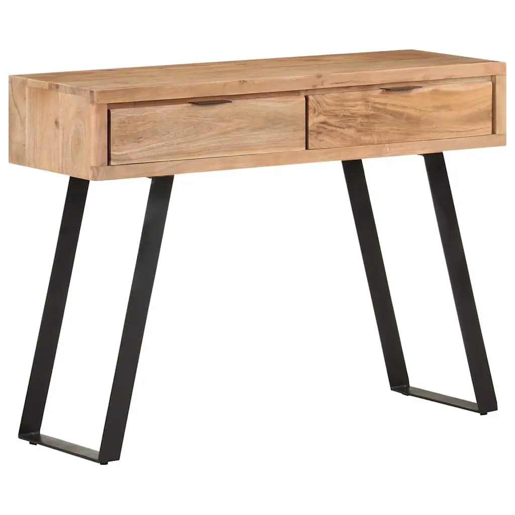 Console Table Brown 100x35x76 cm Solid Acacia Wood Live Edges Storage Drawers