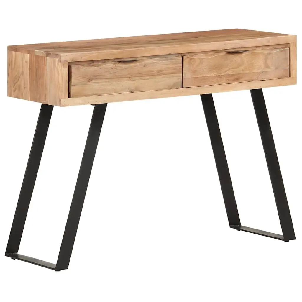 Console Table Brown 100x35x76 cm Solid Acacia Wood Live Edges Storage Drawers