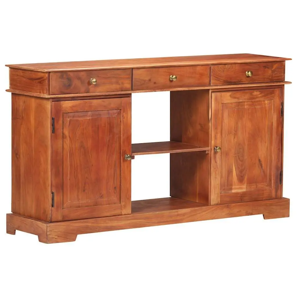 Solid Acacia Wood Sideboard Brown 135x35x75cm 2 Doors 3 Drawers