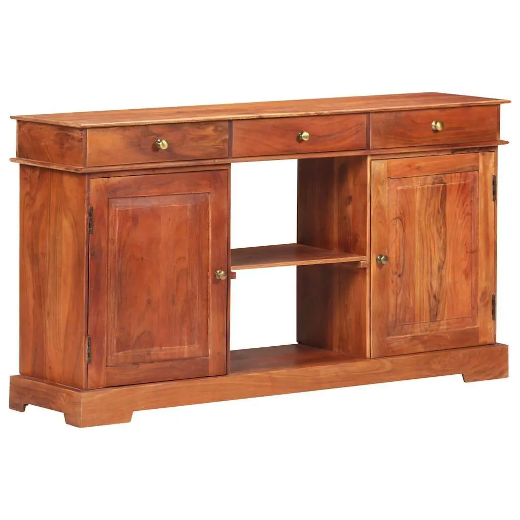 Solid Acacia Wood Sideboard Brown 135x35x75cm 2 Doors 3 Drawers