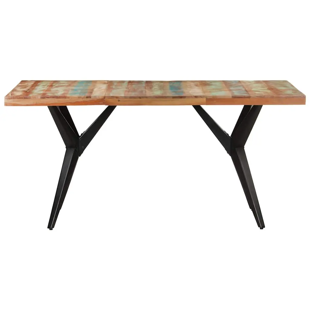 Dining Table Black 160x80x76 cm Solid Reclaimed Wood Kitchen Furniture