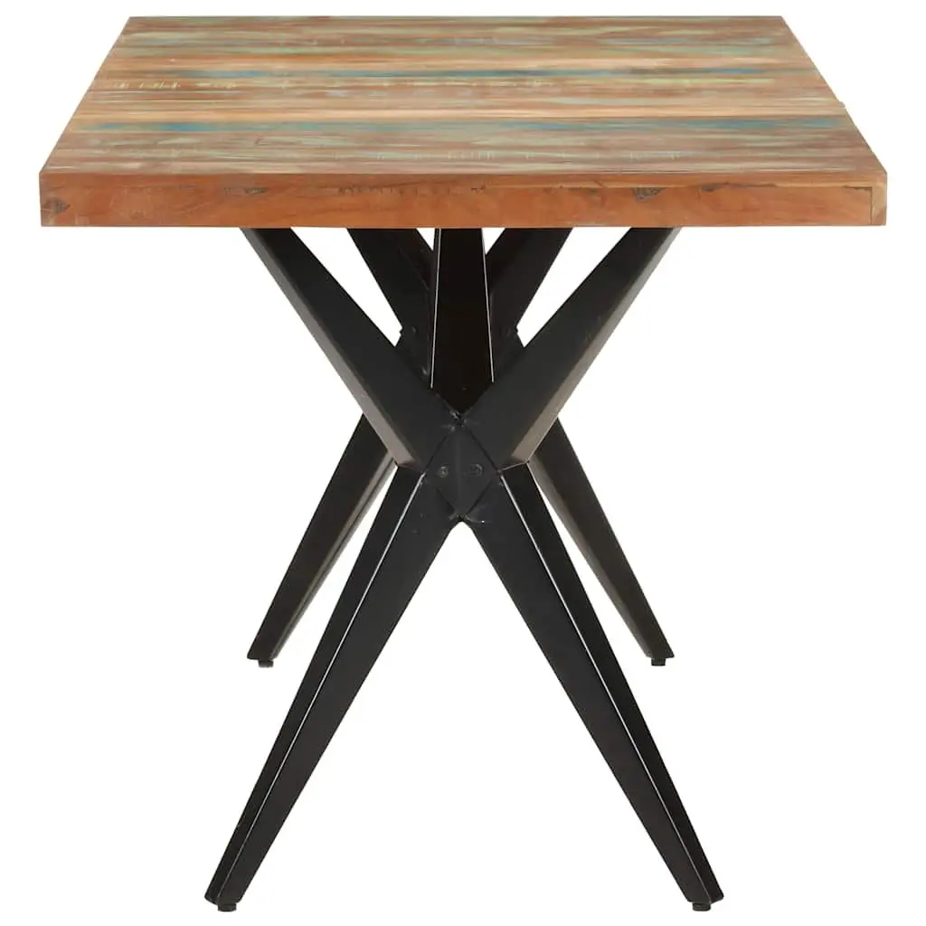 Dining Table Black 160x80x76 cm Solid Reclaimed Wood Kitchen Furniture
