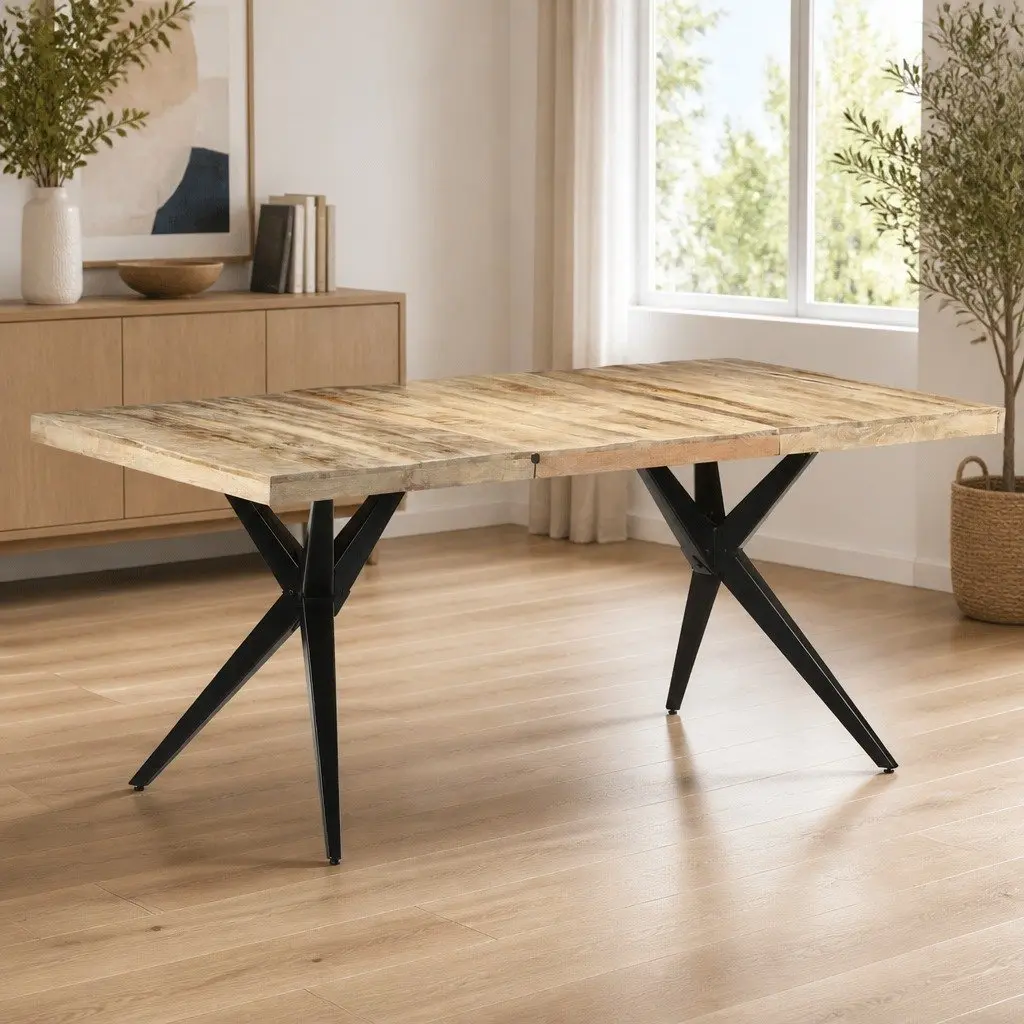 Dining Table Brown 180x90x76 cm Mango Wood Sturdy Construction