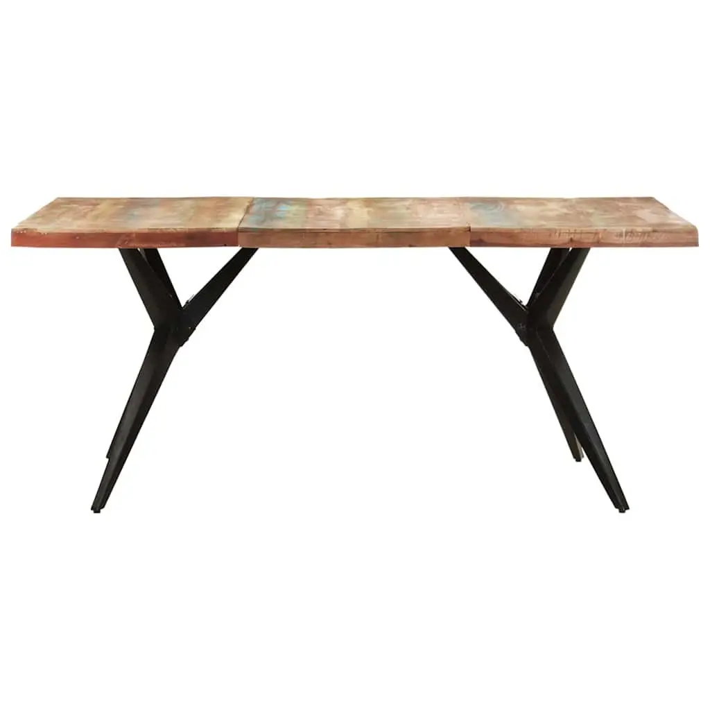 Dining Table Black 180x90x76cm Solid Reclaimed Wood Kitchen Furniture with Powder-coated Steel Legs