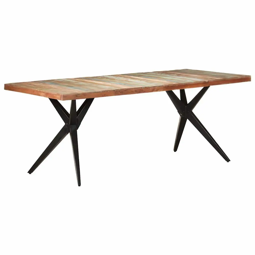 Dining Table White 200x90x76cm Solid Reclaimed Wood Kitchen Furniture