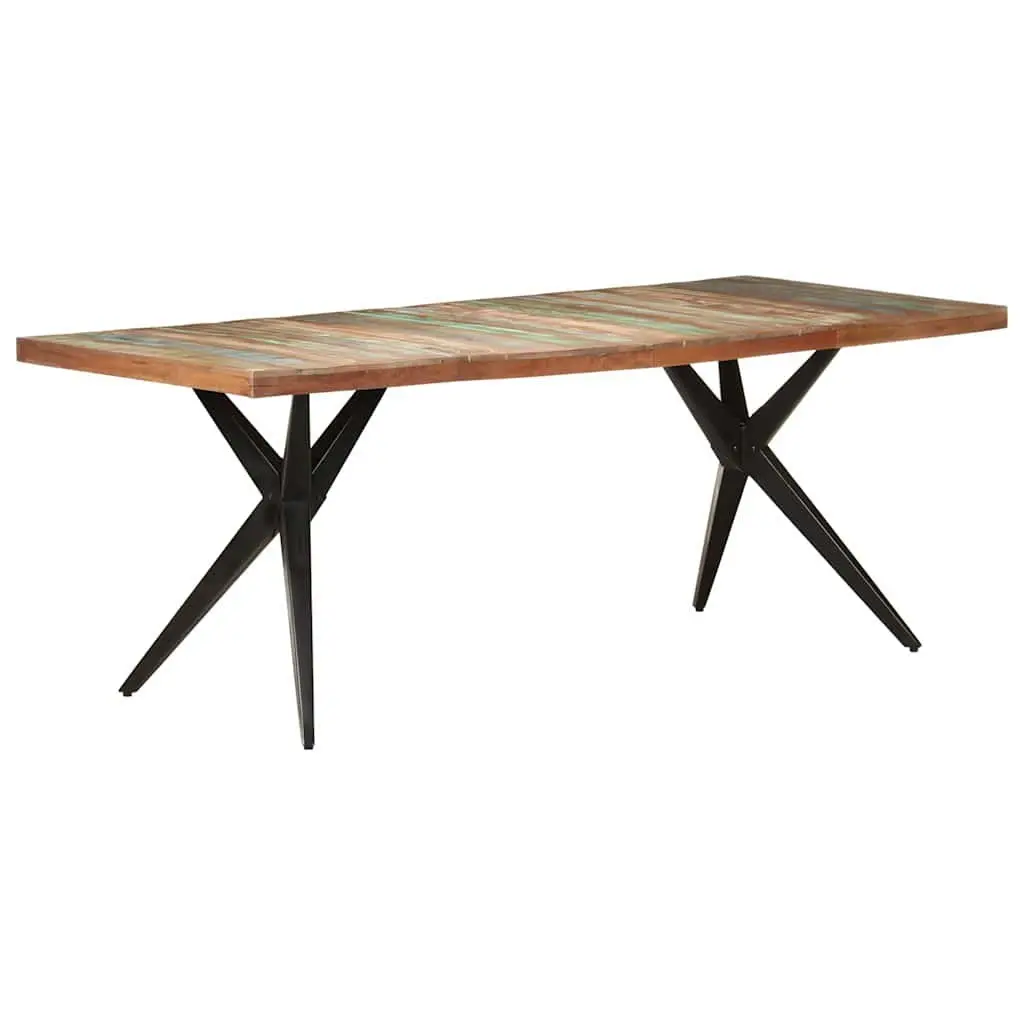 Dining Table White 200x90x76cm Solid Reclaimed Wood Kitchen Furniture