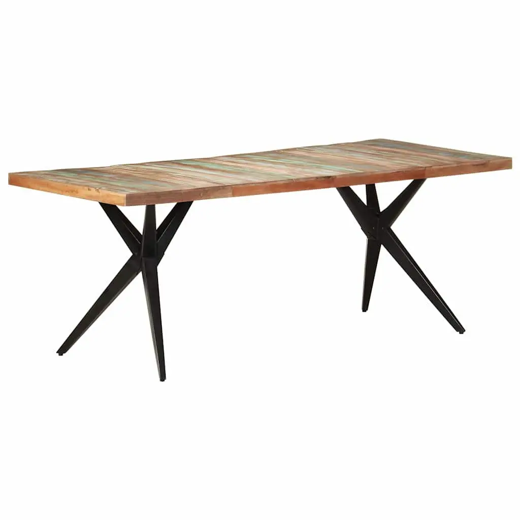 Dining Table White 200x90x76cm Solid Reclaimed Wood Kitchen Furniture