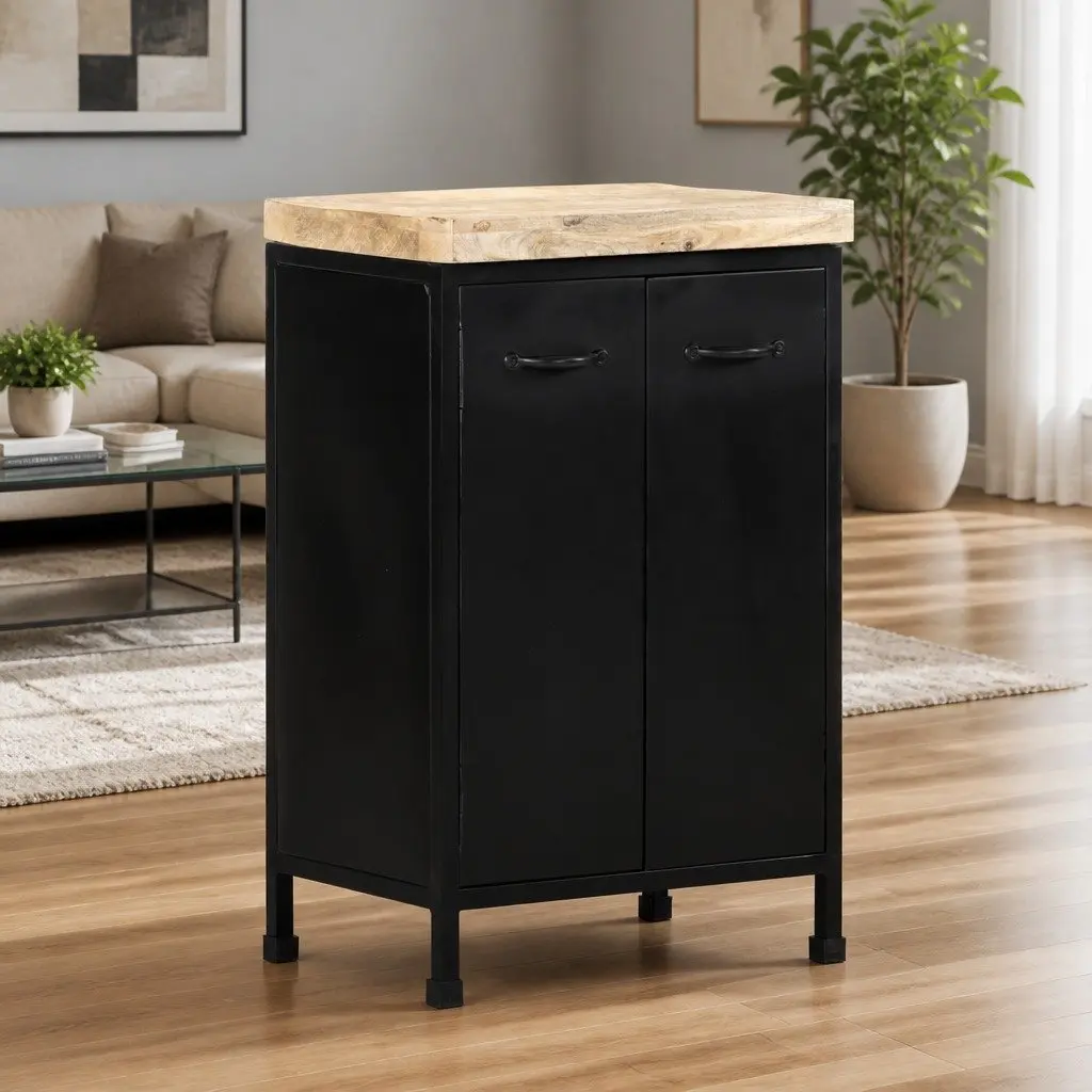 Sideboard Brown 47x35x76 cm 2-Door Storage Cabinet Rustic Industrial Decor