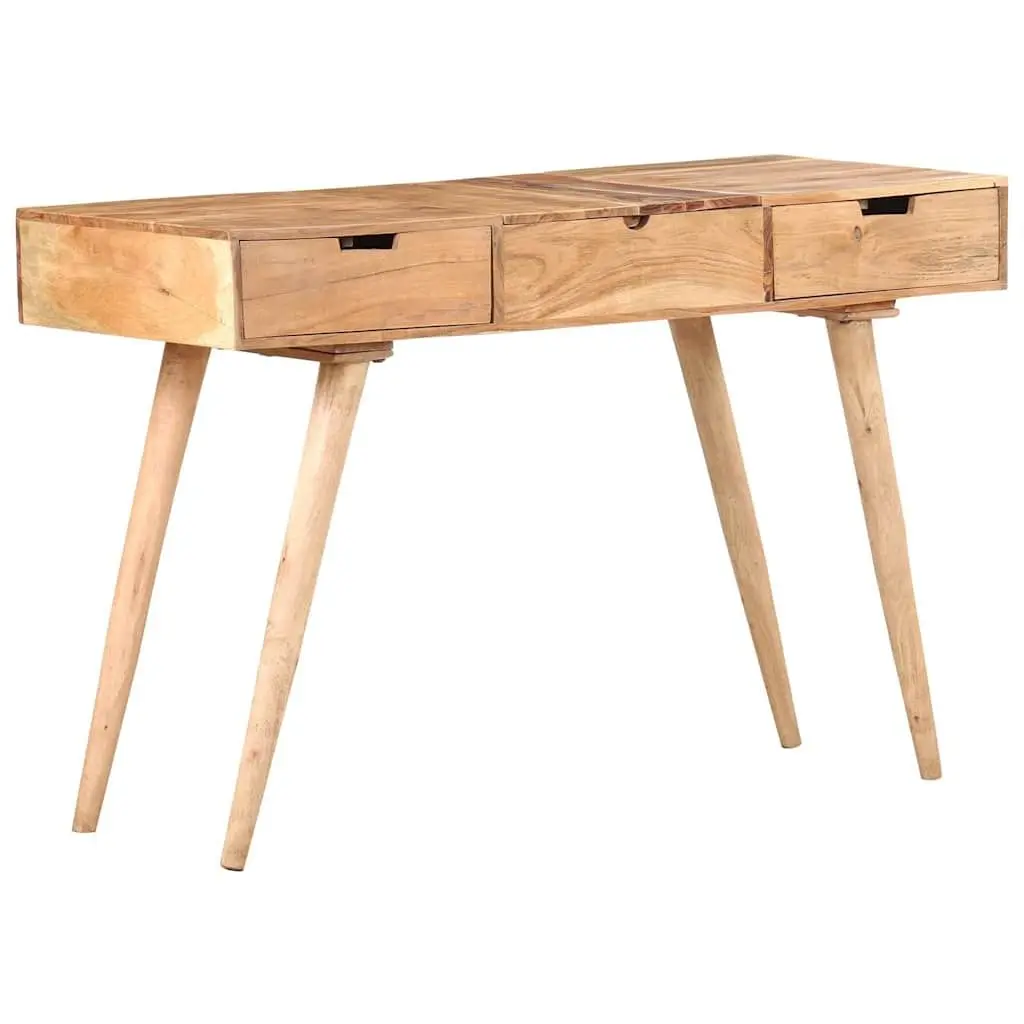 Dressing Table Brown Solid Wood 112x45x76cm with Mirror and 2 Storage Drawers