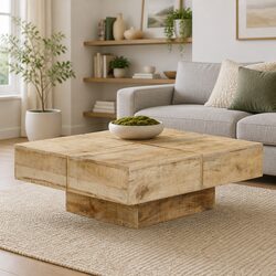 Coffee Table 80x80x28 cm Solid Mango Wood Living Room Accent Furniture Brown