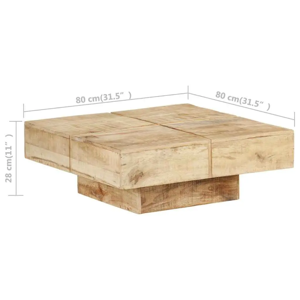 Coffee Table Brown 80x80x28 cm Solid Mango Wood Living Room Accent Furniture
