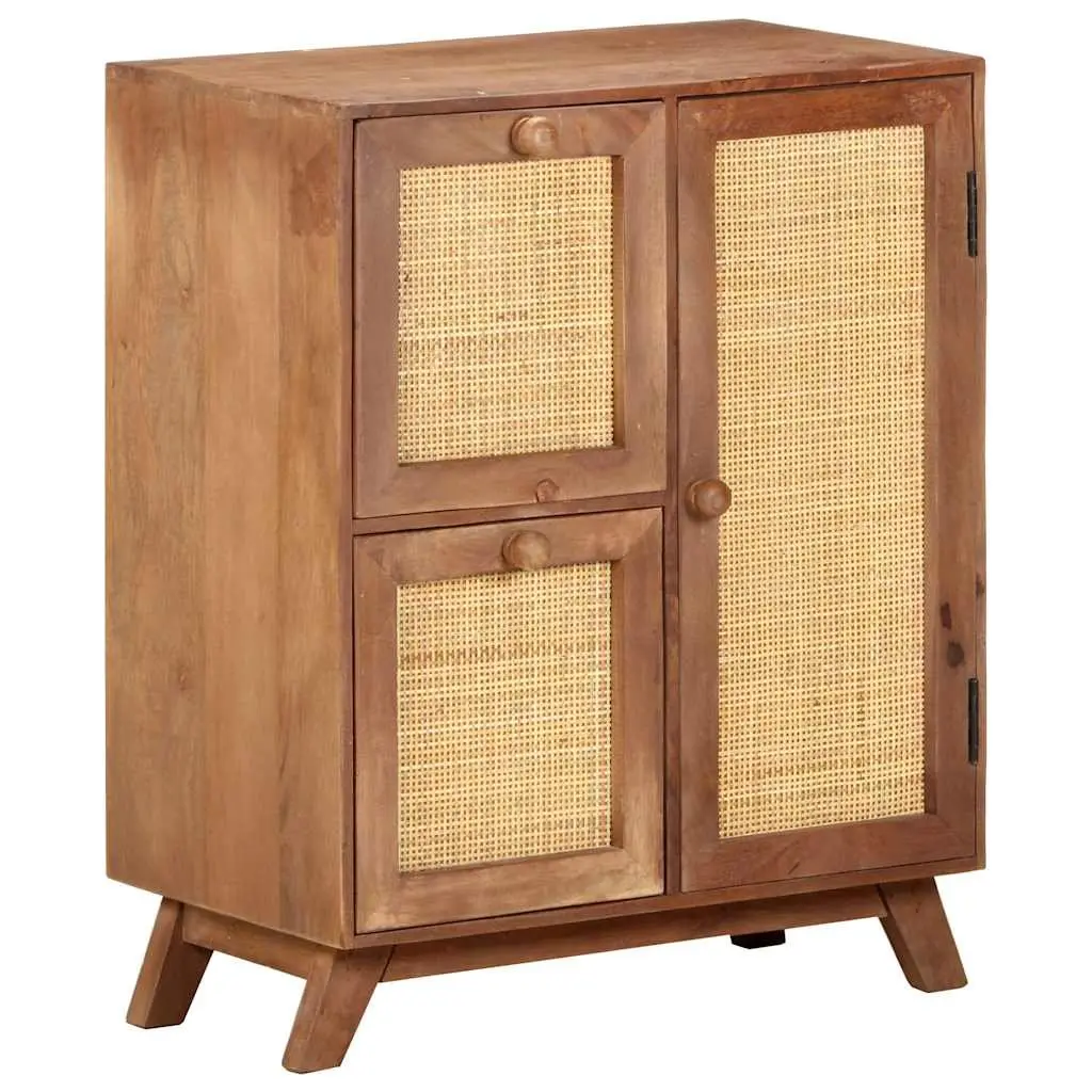 Solid Mango Wood Sideboard Brown Storage Cabinet with Drawers and Door