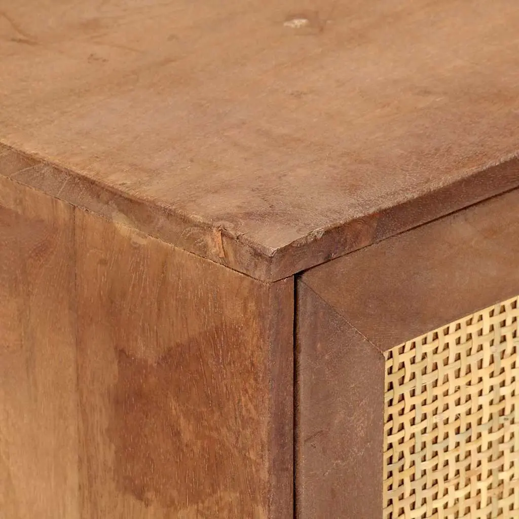 Solid Mango Wood Sideboard Brown Storage Cabinet with Drawers and Door