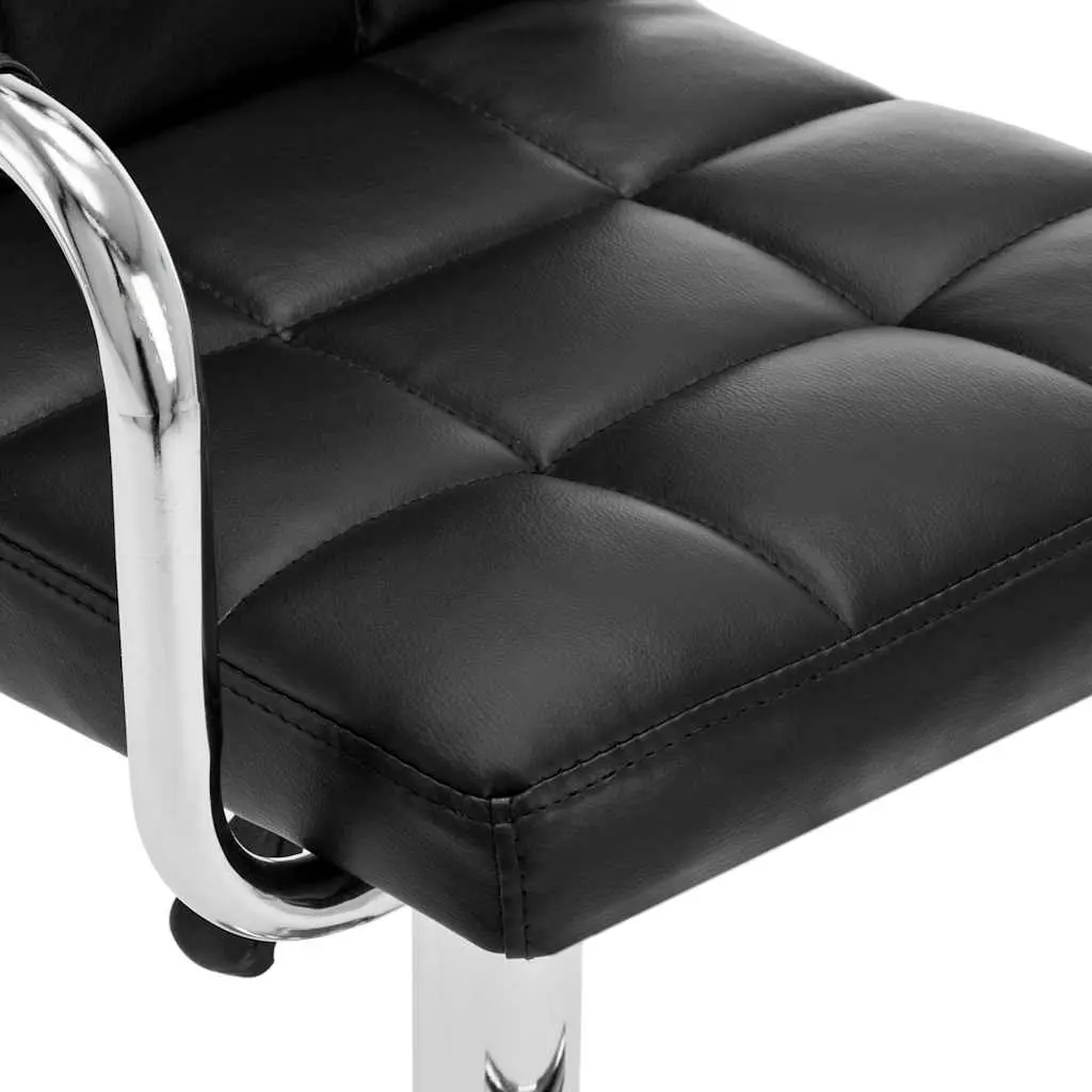 Bar Stools Black Faux Leather Adjustable Height Upholstered Seat 2 Piece