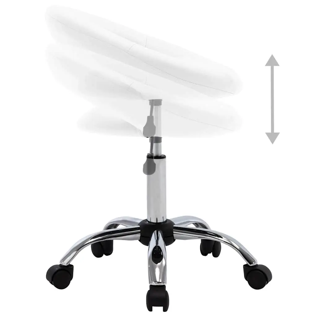 Rolling Office Chair White Faux Leather Adjustable Height Padded Backrest Swivel