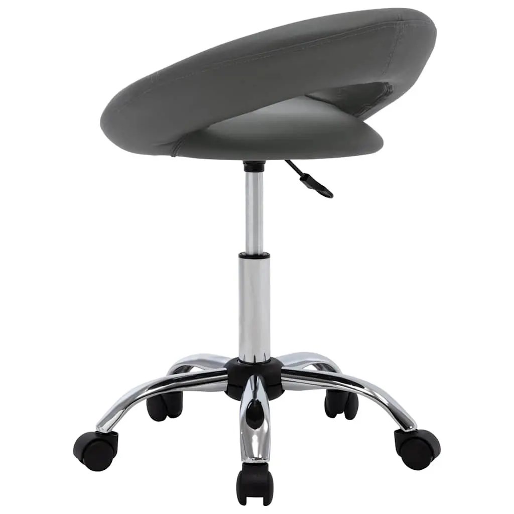 Rolling Office Chair Grey Faux Leather Adjustable Height Padded Backrest