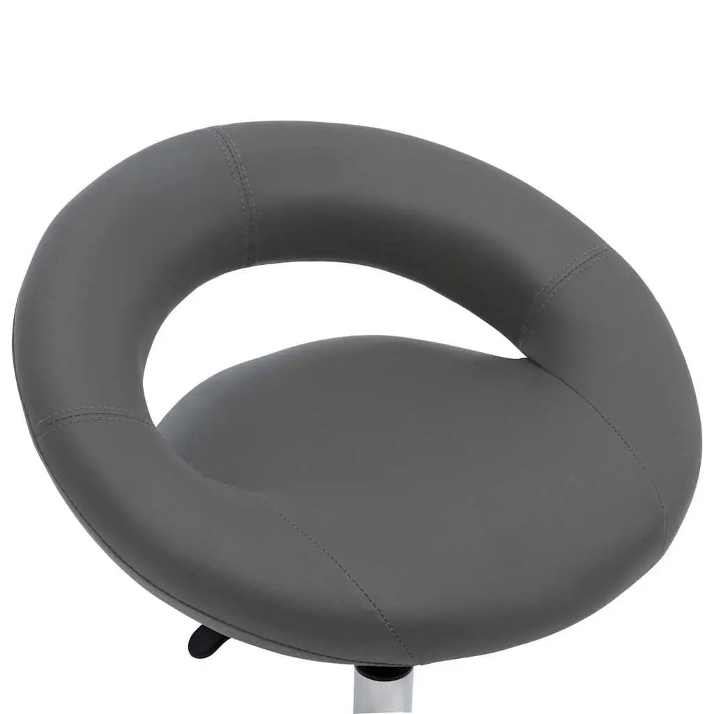 Rolling Office Chair Grey Faux Leather Adjustable Height Padded Backrest
