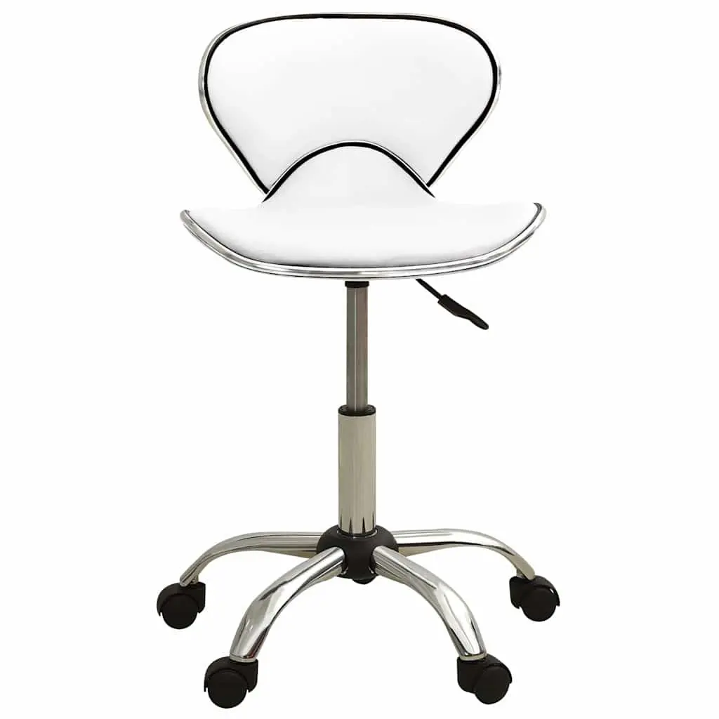 Salon Spa Stool White Height Adjustable Swivel Chair Faux Leather