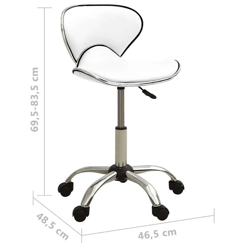 Salon Spa Stool White Height Adjustable Swivel Chair Faux Leather