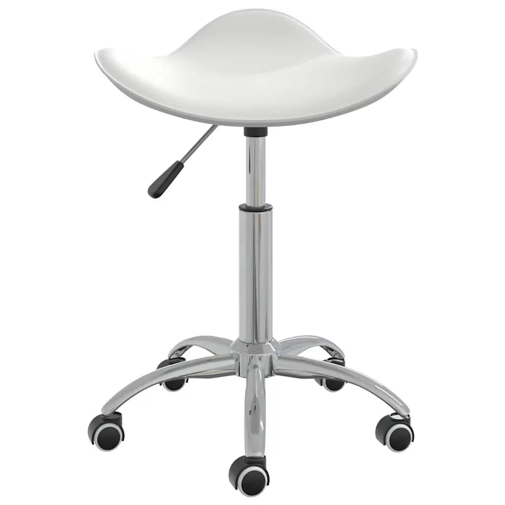 Height Adjustable Rolling Swivel Stool White Faux Leather for Salon and Spa Use