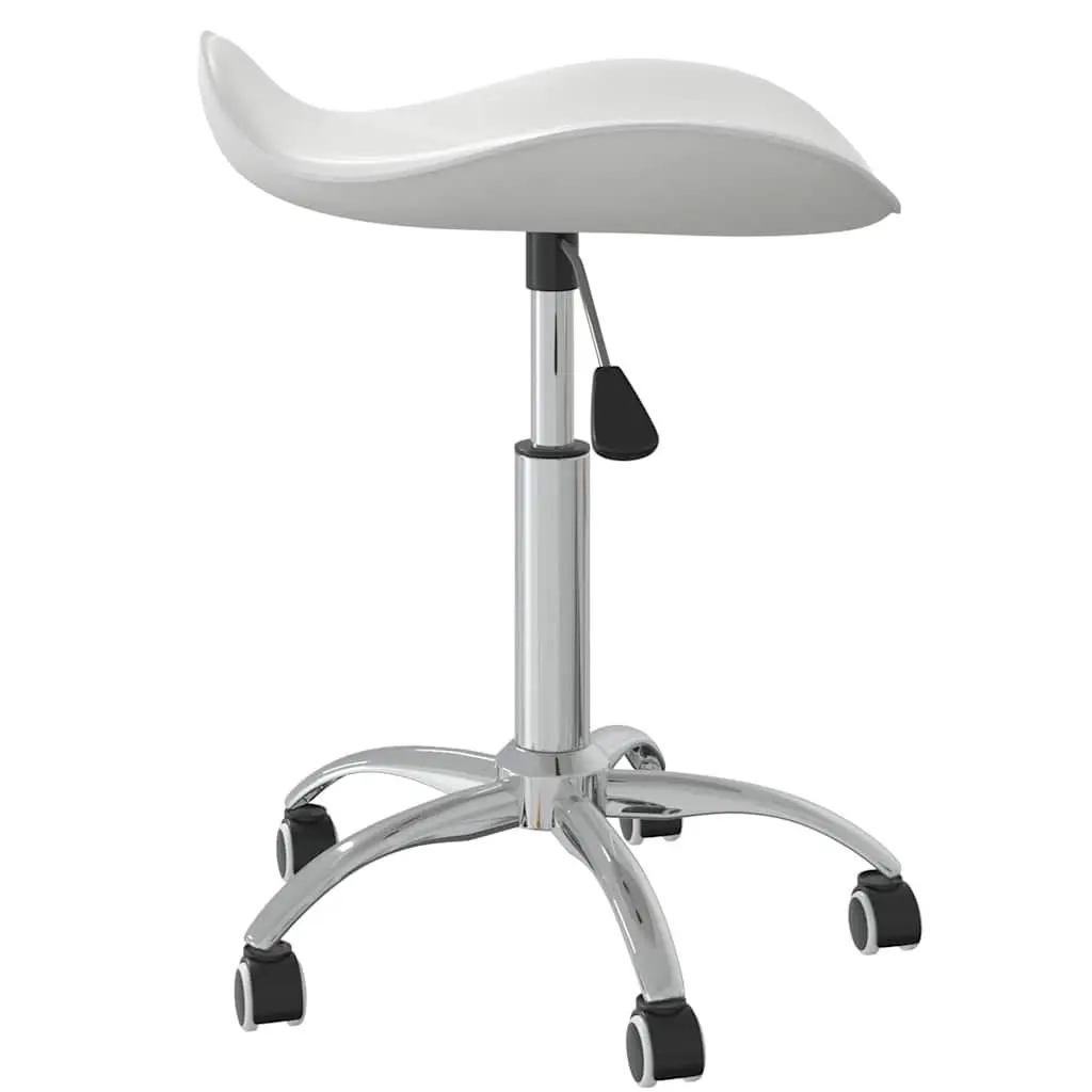 Height Adjustable Rolling Swivel Stool White Faux Leather for Salon and Spa Use
