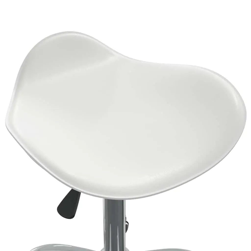 Height Adjustable Rolling Swivel Stool White Faux Leather for Salon and Spa Use